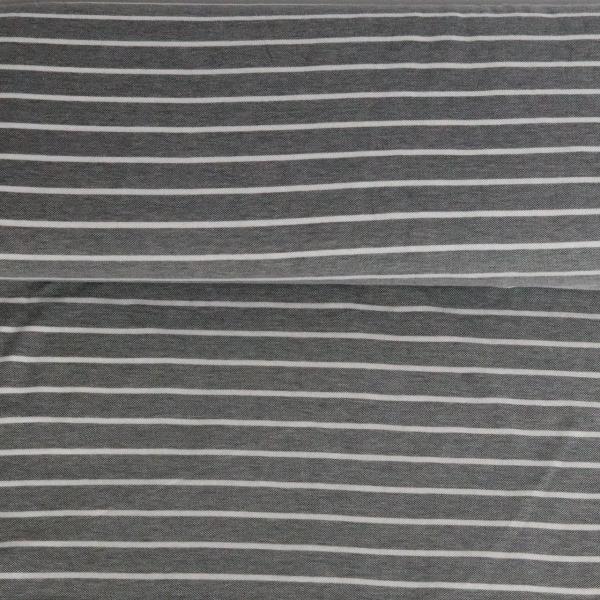 Baumwoll Pique Streifen Grau /Weiß